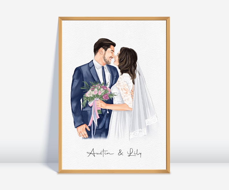 Personalized Gift, Wedding Portrait, Wedding Gift, Anniversary Present, Valentines Day Gift, Gift for Her Him, Wife Husband Gift, Loved one Portrait, Engagement Gift.
