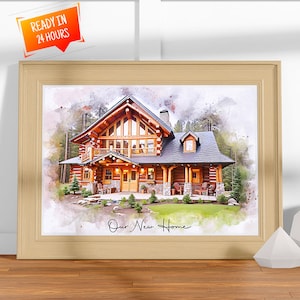 Custom house Portrait | watercolor house painting | Realtor Closing Gift | sweet home sign | Our first home | Moving Gift | New Home gift