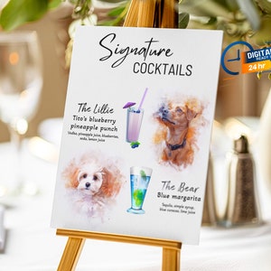 Custom dog signature drink sign, Pet signature drink menu, Custom bar menu Wedding Bar Sign, Pet drink sign Signature, Dog cocktail Bar Sign
