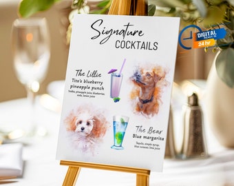 Custom dog signature drink sign, Pet signature drink menu, Custom bar menu Wedding Bar Sign, Pet drink sign Signature, Dog cocktail Bar Sign