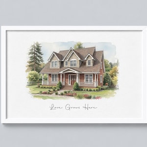 Home portrait, house painting, housewarming gift, our first home sign, home sweet home sign, watercolor house portrait, realtor gift