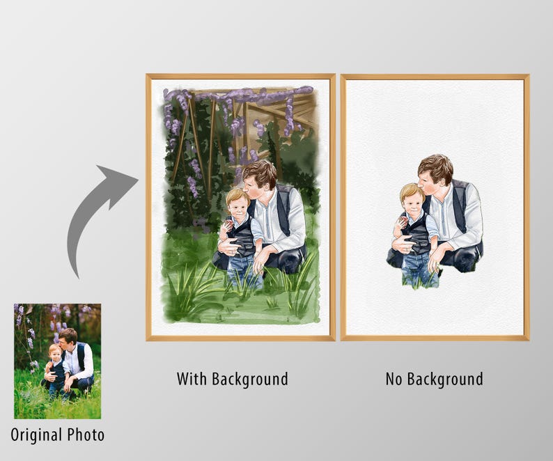 Father's Day Gift, Personalised Gift for Dad Birthday, Custom family Portrait, Portrait from Photo