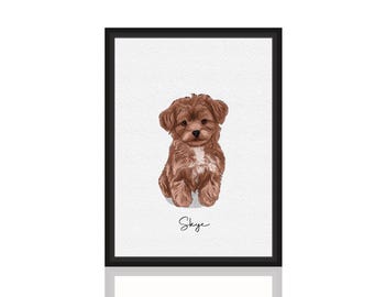 Mini custom watercolor pet portrait from photo | hand painted dog portrait | Personalized drawing from photo | Memorial gift for Pet owner