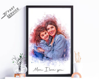 Personalised Mothers Day gift for mom | Mother daughter painting from photo | Christmas Gift Mum, Mom Birthday gift | First Mothers Day Gift