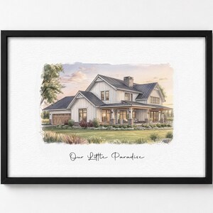 housewarming gift, our first home sign, home sweet home sign, watercolor house portrait, realtor gift