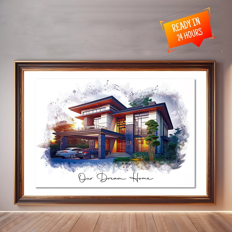 Custom House Portrait | Housewarming Gift | House Painting | New Home ...