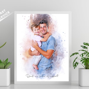 Surprise your dad with a one-of-a-kind gift for him. this personalized painting is a perfect fathers day gift, birthday gift, or new dad gift. crafted from your photo, it’s a custom portrait he’ll treasure forever - by Pawarty