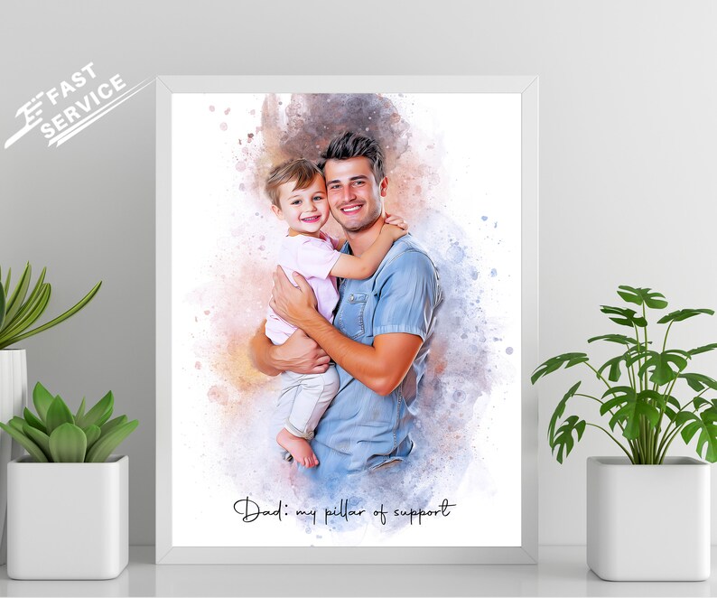 Surprise your dad with a one-of-a-kind gift for him. this personalized painting is a perfect fathers day gift, birthday gift, or new dad gift. crafted from your photo, it’s a custom portrait he’ll treasure forever - by Pawarty