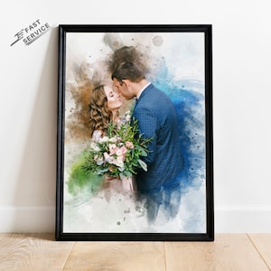 Custom Watercolor couple Portrait from Photo Personalized Gift for her | painting from photo Christmas Gift |  Wedding Anniversary Gift