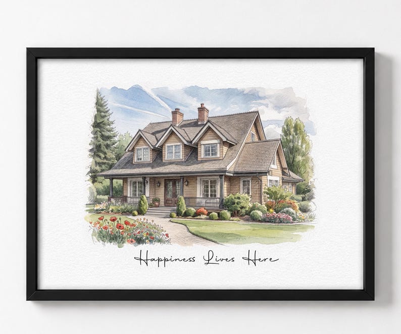 Home portrait, house painting, housewarming gift, our first home sign, home sweet home sign, watercolor house portrait, realtor gift