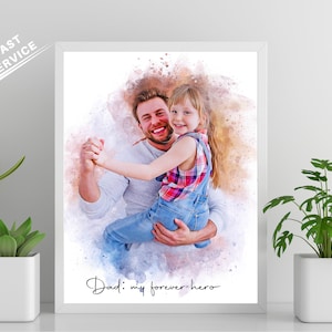 A unique gift for husband or grandpa, this custom portrait painting from photo is a touching way to show love. whether for anniversary, birthday, or just because, it’s a heartfelt gift from daughter or wife - by Pawarty