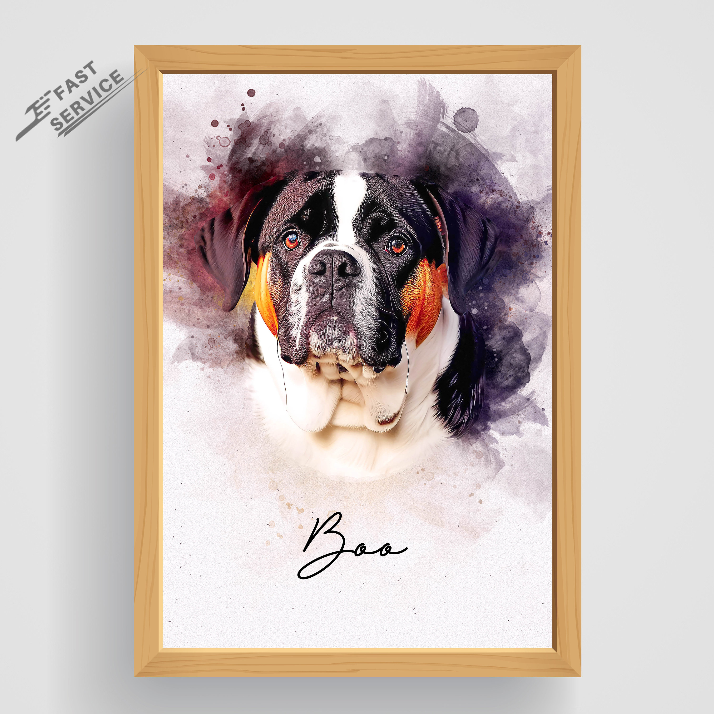 Custom Watercolor Pet Portraits From Photo Personalized Dog - Etsy