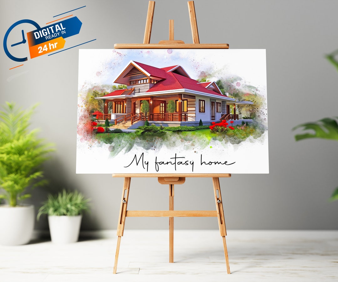Custom House Portrait | Housewarming Gift | House Painting | New Home ...
