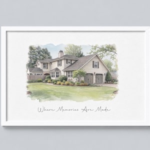 watercolor home, house portrait, realtor gift, house closing gift, custom home painting, moving gift, portrait from photo, portrait watercolor
