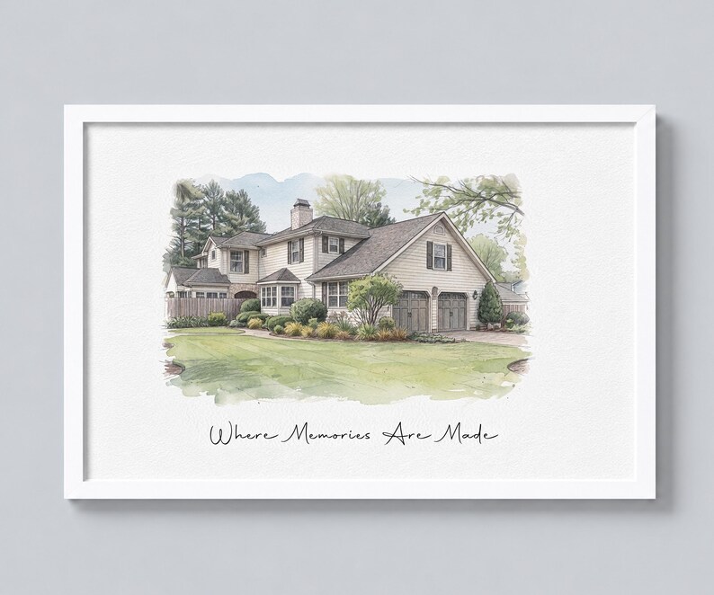 watercolor home, house portrait, realtor gift, house closing gift, custom home painting, moving gift, portrait from photo, portrait watercolor