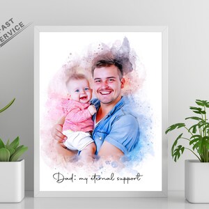 Personalized gift for him that captures special moments. our custom portrait is a unique painting from photo, making it a thoughtful gift from wife or daughter. celebrate father and daughter bonds with this meaningful present - by Pawarty