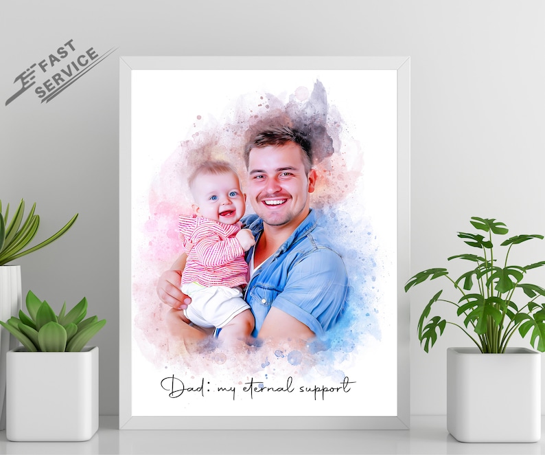Personalized gift for him that captures special moments. our custom portrait is a unique painting from photo, making it a thoughtful gift from wife or daughter. celebrate father and daughter bonds with this meaningful present - by Pawarty