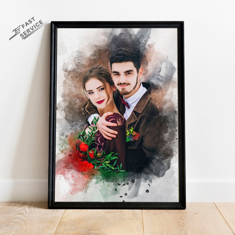 Photo to painting, wedding gift, Personalized Gift, engagement gift, Couple Portrait, gift for him, gift for her, painting from photo, portrait from photo, Wedding Anniversary, Custom Watercolor, housewarming gift, Christmas Gift