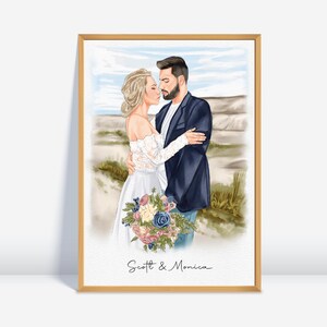 Personalized watercolor portrait painting from your favorite photo, perfect as a unique gift for couples, engagement gift, or wedding portrait to cherish forever.