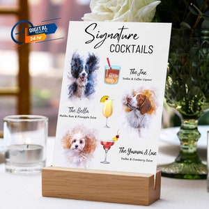 Benutzerdefinierte Hunde Signature Drink Zeichen Hochzeit, benutzerdefinierte Hunde Getränkeschild, Hochzeit Pet Bar Zeichen, Haustier Signature Drink Zeichen, Cocktailbar Menü Hund Zeichen