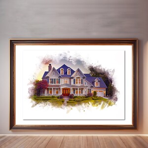Celebrate with a HANDMADE HOUSE PRINT, a CUSTOM PAINTING that captures the essence of your HOME, ideal for any HOUSE PAINTING lover - by Pawarty