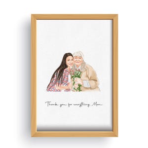 First Mothers Day Gift for Mom | Personalized watercolor portrait drawing from photo | family portrait from photo Mom Birthday gift for her