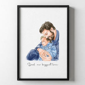 Personalised Dad Drawing, Fathers Day Present For Him, Gift From Daughter/Wife, father and daughter, Dad Birthday Gift, new dad gift
