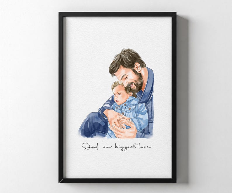 Personalised Dad Drawing, Fathers Day Present For Him, Gift From Daughter/Wife, father and daughter, Dad Birthday Gift, new dad gift