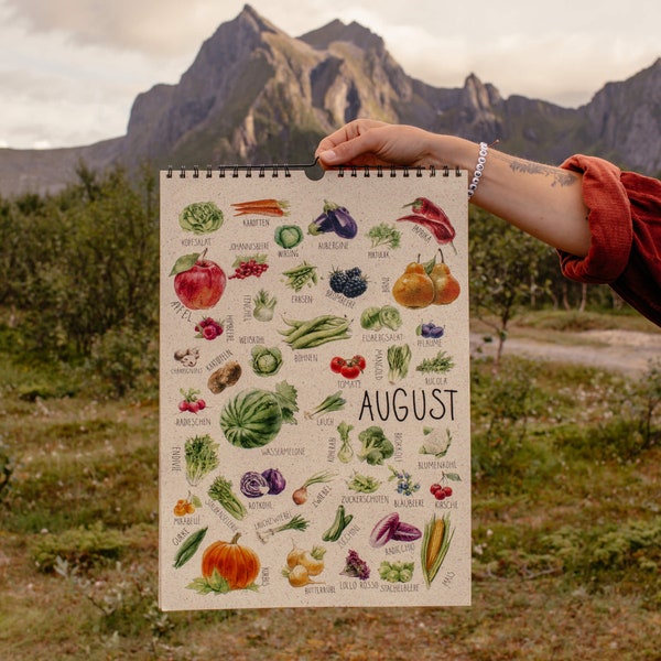 Saisonkalender bunt // Saisonkalender Obst Gemüse Din A3 A4 A5