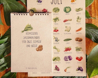 Calendario stagionale per frutta e verdura (set) // Calendario stagionale colorato, DIN A3, A4, A5