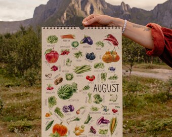 Saisonkalender bunt // Saisonkalender Obst Gemüse Din A3 A4 A5