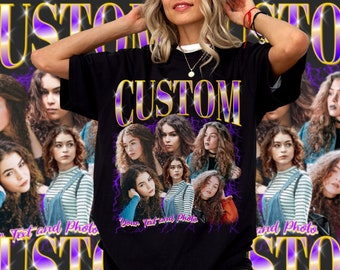 Custom Bootleg Rap Tee, Vintage Graphic 90s Tshirt, Shirt With Girlfriend Face, Retro Custom Funny Y2K BF T-shirt, Insert Your Design Photo