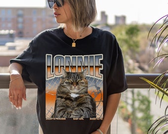 Benutzerdefiniertes Haustier-Hundekatze-Bootleg-Rap-T-Shirt, benutzerdefinierte Ihre eigenen Bootleg-Shirts, benutzerdefiniertes Foto-Shirt, Vintage-90er-Jahre-Grafik-T-Shirt, Katzenliebhaber-Katzenbesitzer-Geschenk