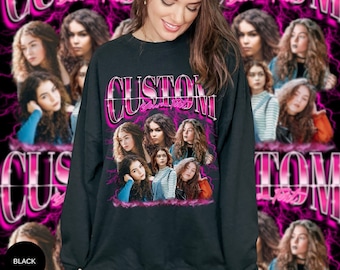 Custom Bootleg Rap Sweatshirt, Vintage Graphic 90s Sweater, Shirt With Girlfriend Face, Retro Custom Funny Y2K BF T Insert Your Design Photo