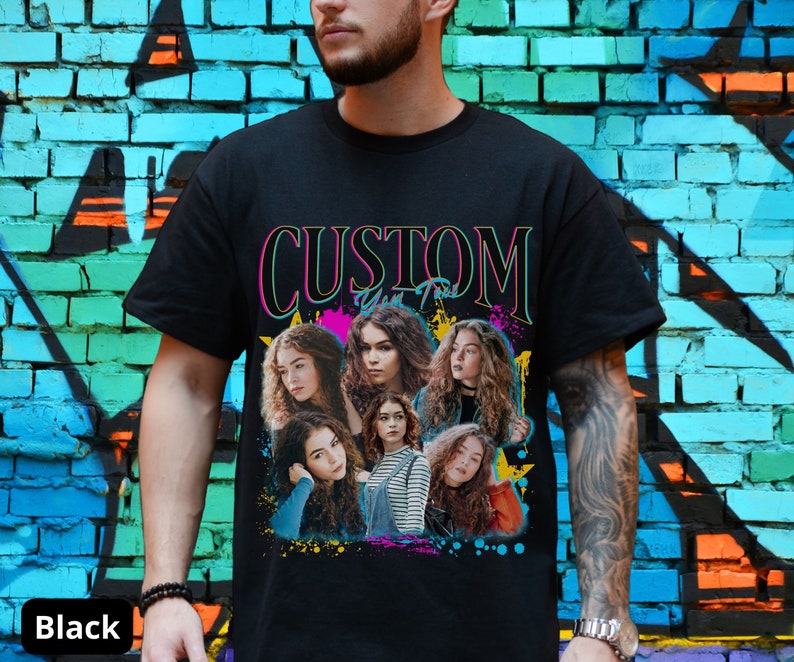 Custom Bootleg Rap Tee, Vintage Graphic 90s Tshirt, Shirt With Girlfriend Face, Retro Custom Funny Rap Shirt Insert Your Design Custom Photo image 7