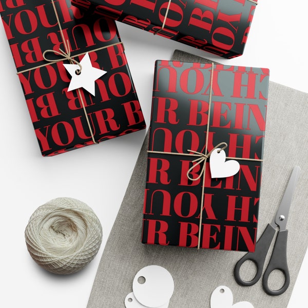 Holiday Gift wrap, edgy,satire (Do not touch your being edged)