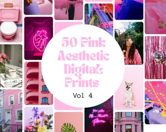 50 impressions numériques esthétiques roses Vol 4 Bundle | Affiches imprimables | Décor mural de dortoir | Barbiecore | Art mural preppy | Décoration de chambre de filles Y2K