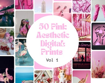 50 Pink Aesthetic Digital Prints Vol 1 Bundle | Printable Posters | Dorm Wall Decor | Barbiecore | Preppy Wall Art | Y2K Girls Bedroom Decor