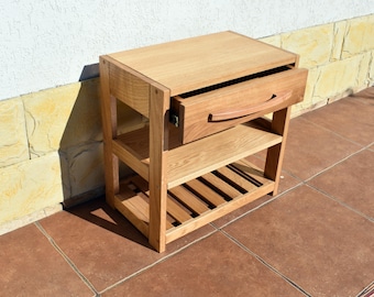 Massivholz Nachttisch | Moderner Nachttisch aus Holz | Handgemachte Minimalistische Nachttisch