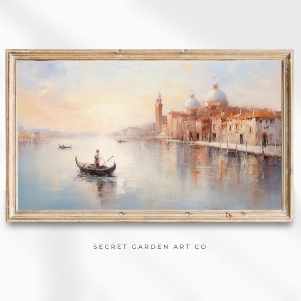 Venice Italy Tv Art, Venice Canal Painting, Summer Screensaver, Vintage Oil Painting Style, Digital Tv Backgrounds, Instant Download