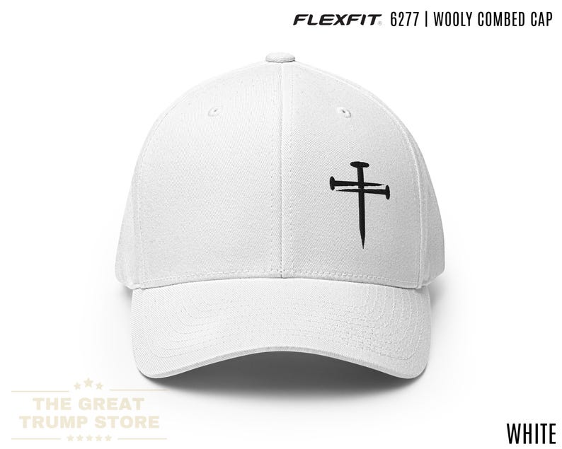 Bold and stylish, this Flexfit cap with an embroidered three nails cross is a must have nail cross hat. It functions as a cross baseball cap and religious baseball hat, offering a reliable three nails hat solution for Christian hats and Christian hats for men. Also called a cross hat, cross hats men, 3 nails flexfit hat, Christian cross cap, nail and cross hat, baseball hat embroidered cross, black hat with cross, mens fitted christian hat, rusty nails cross cap, three nail flex fit hat.