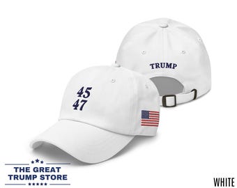 Trump 45 47 Hat Trump Baseball Cap Men Hat Trump Women Hat Gift for Him Trump 2024 Hat MAGA Trump Rally Hat Trump Patriotic Hat USA Flag Cap