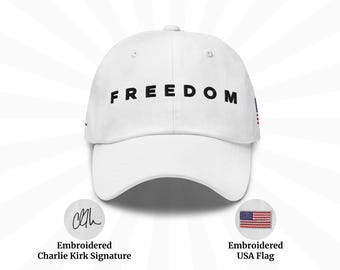 Freiheitsmütze Charlie Signature USA Flagge bestickte MAGA Baseballkappe Patriotisches amerikanisches konservatives Geschenk für Sie und Ihn, verstellbare Kappe