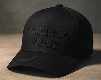 Black America First Hat, Flexfit Trump 45 47 Cap, MAGA Gifts for Men Women, Embroidered