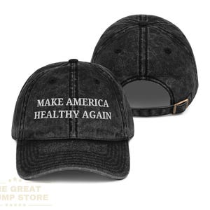 MAHA Vintage Cap Make America Healthy Again Hat Trump Washed Hat RFK Jr MAHA Faded Hat Trump Kennedy Embroidered Hat, White Embroidery