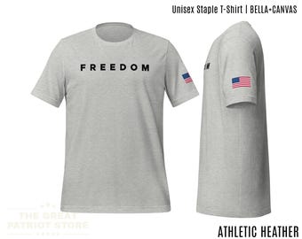 Freedom Shirt Flag on Sleeve, Patriotic Gifts for Men Women, July 4th Tee