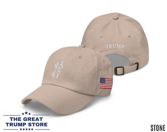 45 47 Trump Hat for Men Women MAGA Baseball Cap Trump American Flag Embroidered Hat Low Profile Adjustable Subtle Trump Hat Gift for Him Her