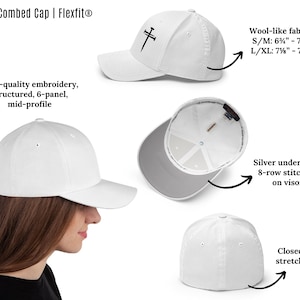 Elevate your style with this Flexfit cap that features an embroidered three nails cross. This nail cross hat works as a cross baseball cap and religious baseball hat while serving as a three nails hat for both Christian hats and Christian hats for men. Christian cross cap, nail and cross hat, baseball hat embroidered cross, black hat with cross, mens fitted christian hat, rusty nails cross cap, three nail flex fit hat, 3 cross hat, and three nails hats.