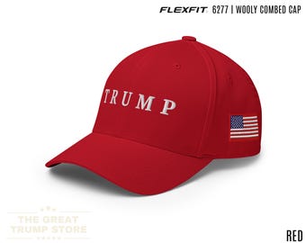 Trump Flex Fit Hat American Flag Trump Baseball Cap Embroidered Patriotic Gift for Him Her Trump Merchandise Structured Trump Hat Men Women
