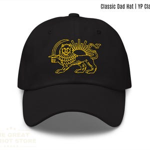 Kapelusz z lwem i słońcem, czapka „Uwolnij Iran”, „Uczyńmy Iran znów wielkim”, czapka Trump MIGA, haftowany Shir o Khorshid